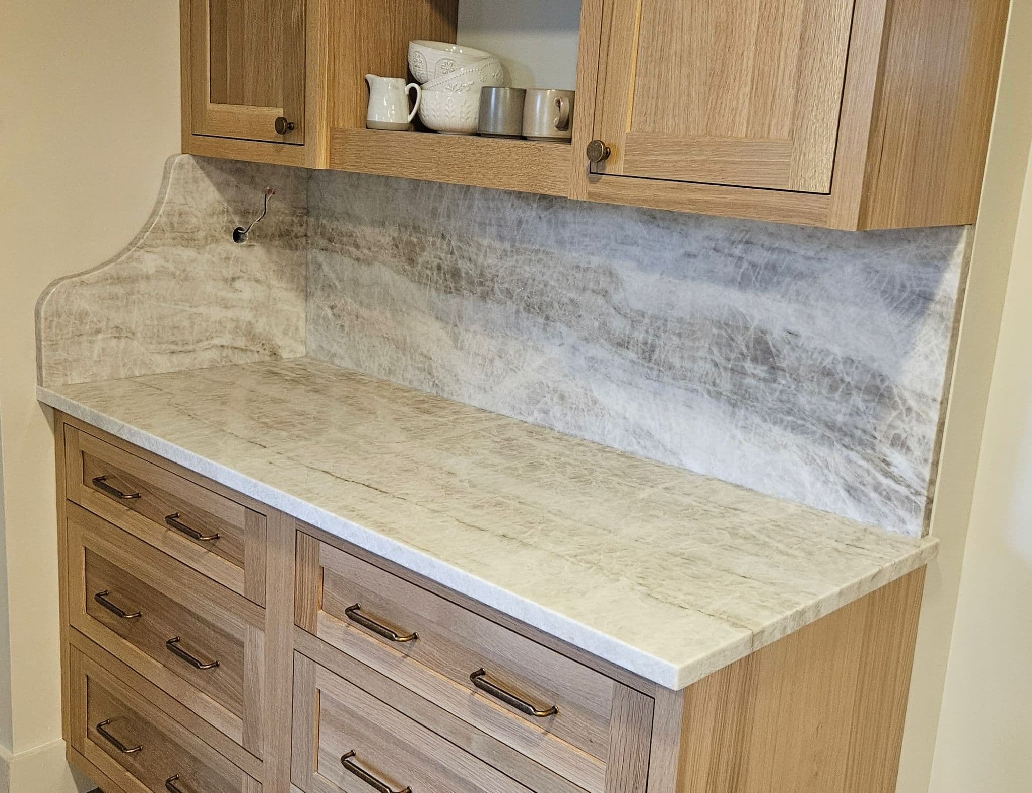 Completed kitchen with custom stone surfaces